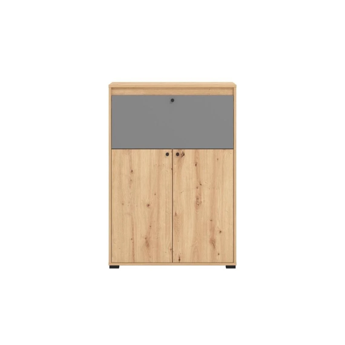 Vente-unique Secrétaire 2 Portes - Coloris : Naturel Et Gris - IDONAR 4 Vente-unique Secrétaire 2 Portes - Coloris : Naturel Et Gris - IDONAR – Image 4