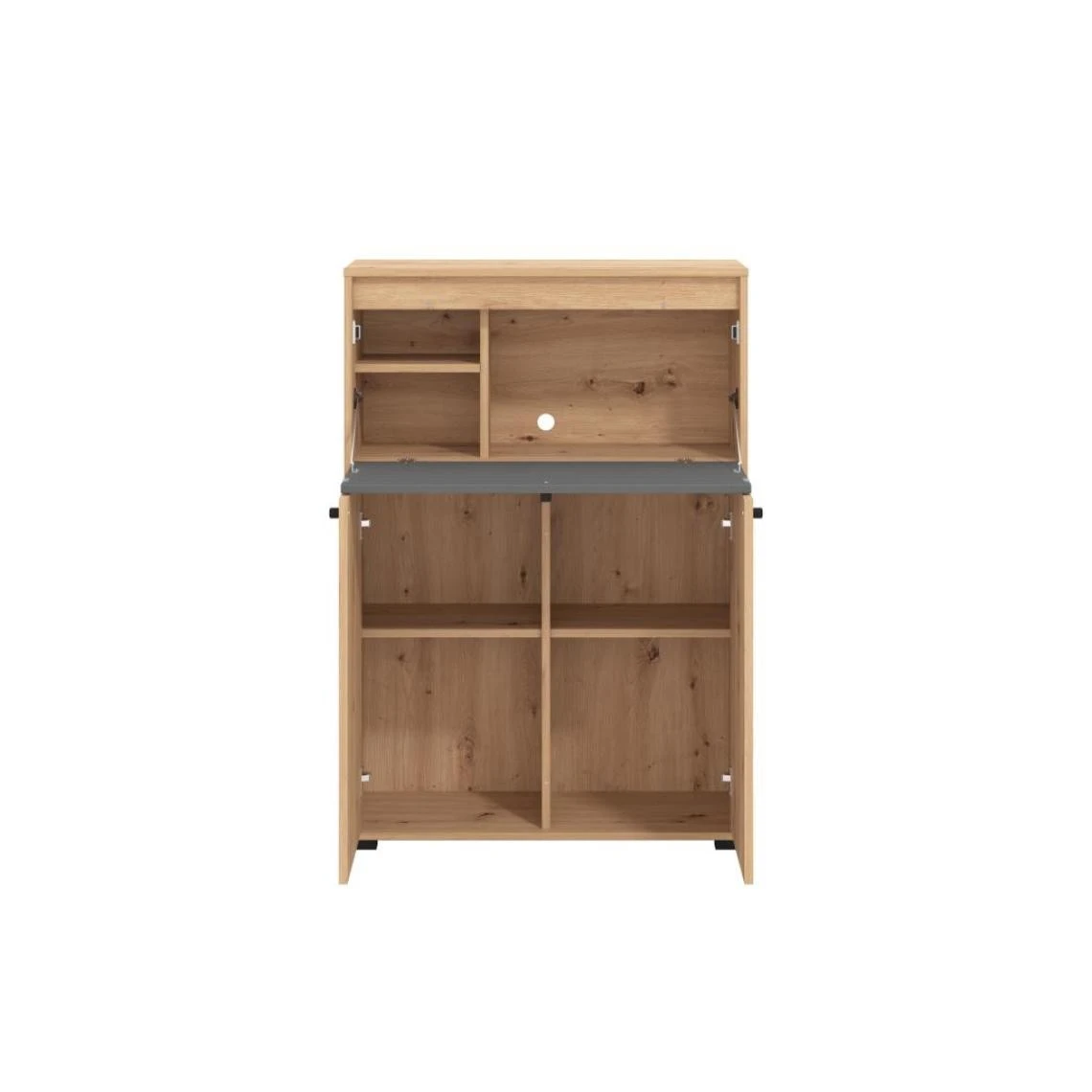 Vente-unique Secrétaire 2 Portes - Coloris : Naturel Et Gris - IDONAR 5 Vente-unique Secrétaire 2 Portes - Coloris : Naturel Et Gris - IDONAR – Image 5