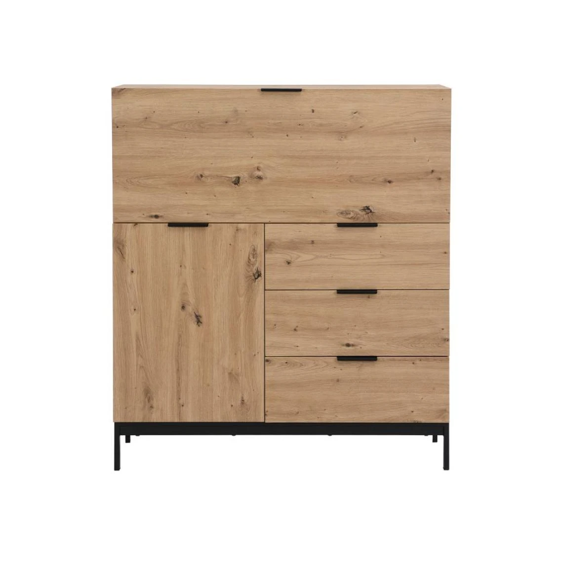 Vente-unique Secrétaire Avec 2 Porte Et 3 Tiroirs - MDF Et Métal - Coloris : Natu... 3 Vente-unique Secrétaire Avec 2 Porte Et 3 Tiroirs - MDF Et Métal - Coloris : Natu... – Image 3