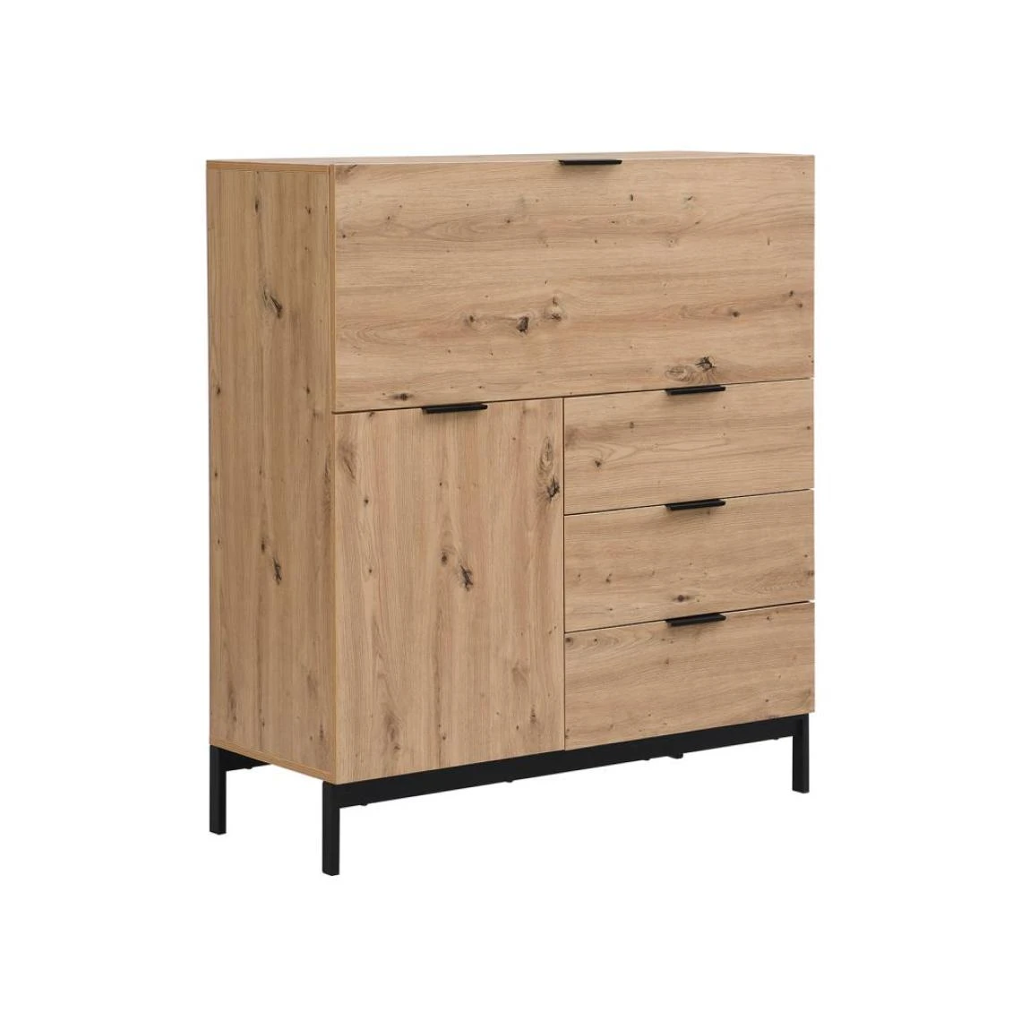 Vente-unique Secrétaire Avec 2 Porte Et 3 Tiroirs - MDF Et Métal - Coloris : Natu... 4 Vente-unique Secrétaire Avec 2 Porte Et 3 Tiroirs - MDF Et Métal - Coloris : Natu... – Image 4