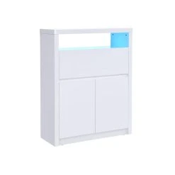 Vente-unique Secrétaire Avec 2 Portes - Avec LEDs - MDF - Blanc Lacqué - MELIONA -Magasin Dépôt Privé secretaire avec 2 portes avec leds mdf blanc lacque meliona 13758696 38007770 1140x1140