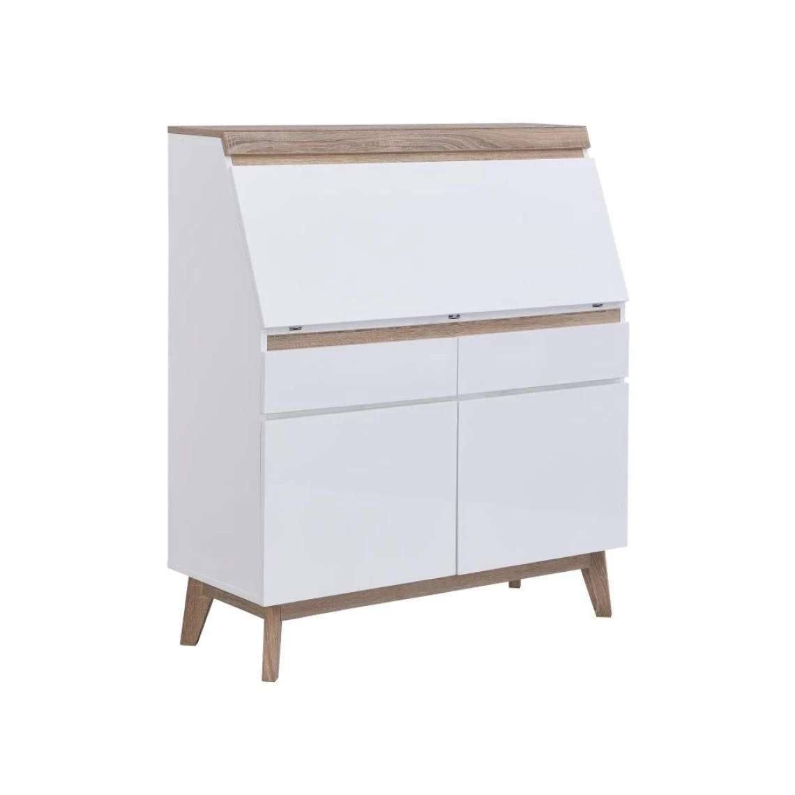 Vente-unique Secrétaire Avec 2 Portes Et 2 Tiroirs - MDF - Blanc Et Naturel - RILE... 3 Vente-unique Secrétaire Avec 2 Portes Et 2 Tiroirs - MDF - Blanc Et Naturel - RILE... – Image 3