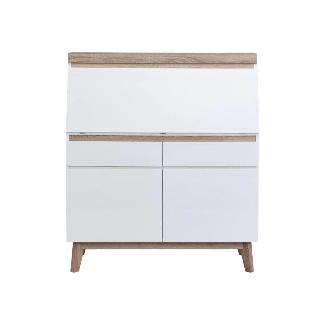 Vente-unique Secrétaire Avec 2 Portes Et 2 Tiroirs - MDF - Blanc Et Naturel - RILE... 5 Vente-unique Secrétaire Avec 2 Portes Et 2 Tiroirs - MDF - Blanc Et Naturel - RILE... – Image 5