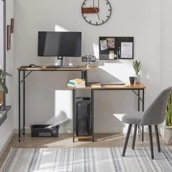 SoBuy® FWT93-F Bureau Informatique Bureau Rotatif 360°, Bureau D'ang...