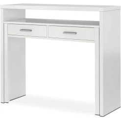 Pegane Table Console Extensible Convertible En Bureau Coloris Blanc Artik - L...