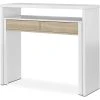 Pegane Table Console Extensible Convertible En Bureau Coloris Blanc Et Chêne...