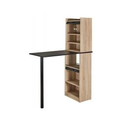 Simmob Bureau Haut Et Rangements Chêne Noir -Magasin Dépôt Privé table de bureau haute et 2 meubles de rangements chene et noir 3