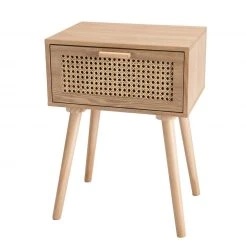 MACABANE Table De Chevet Couleur Naturel 1 Tiroir Cannage - RODRIGUE