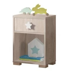 Pegane Table De Chevet Enfant / Table De Nuit Coloris Effet Bois - Hauteur 56...