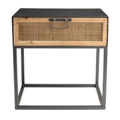 MACABANE Table De Chevet Métal 1 Tiroir Cannage - DORINA