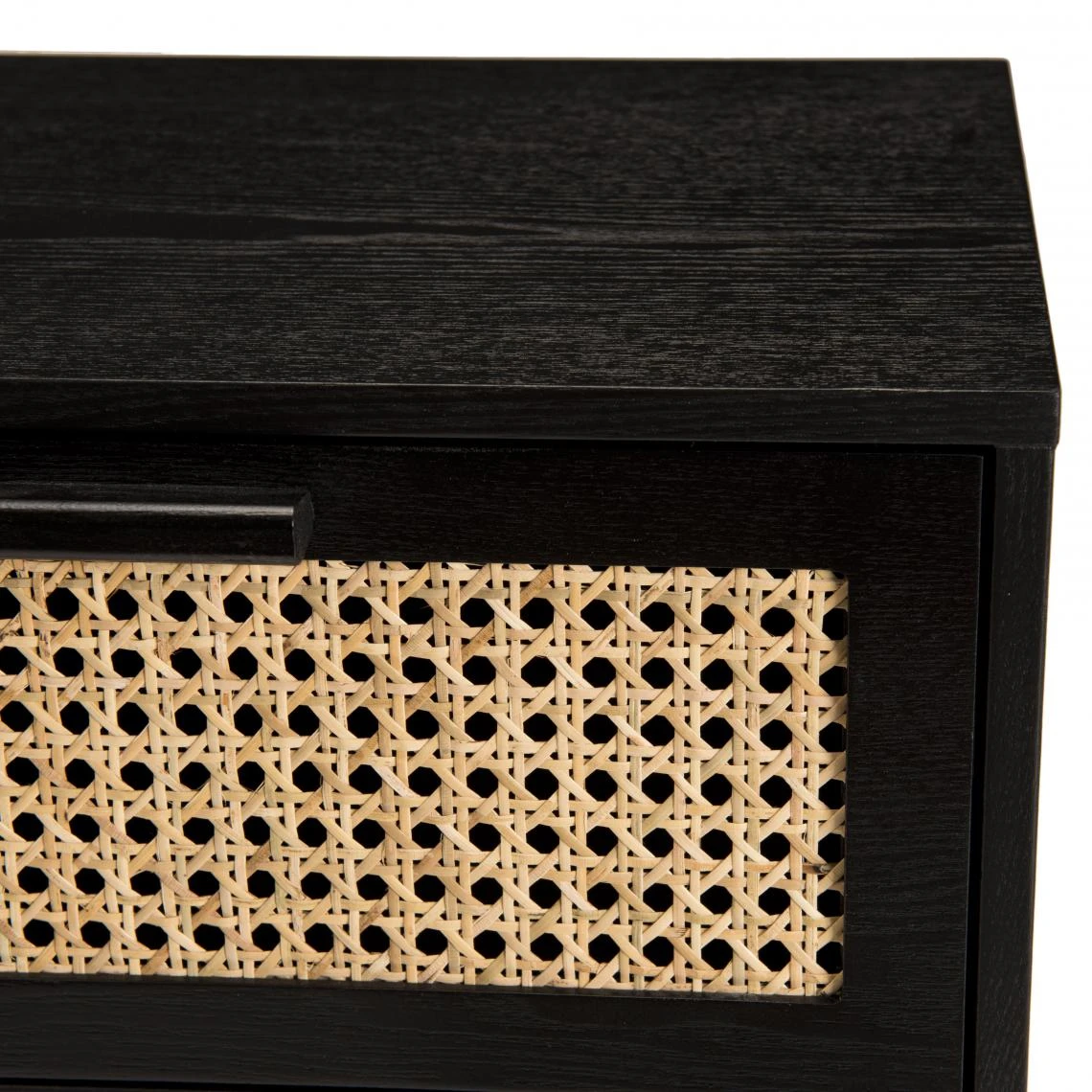 MACABANE Table De Chevet Noir 1 Tiroir Cannage - MIGUEL 5 MACABANE Table De Chevet Noir 1 Tiroir Cannage - MIGUEL – Image 5