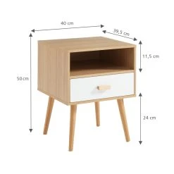 Baita Table De Chevet ULOS Décor Bois Et Blanc 1 Tiroir 1 Niche - L40cm 9 Baita Table De Chevet ULOS Décor Bois Et Blanc 1 Tiroir 1 Niche - L40cm -Magasin Dépôt Privé table de chevet ulos decor bois et blanc 1 tiroir 1 niche 10611602 41904 1140x1140