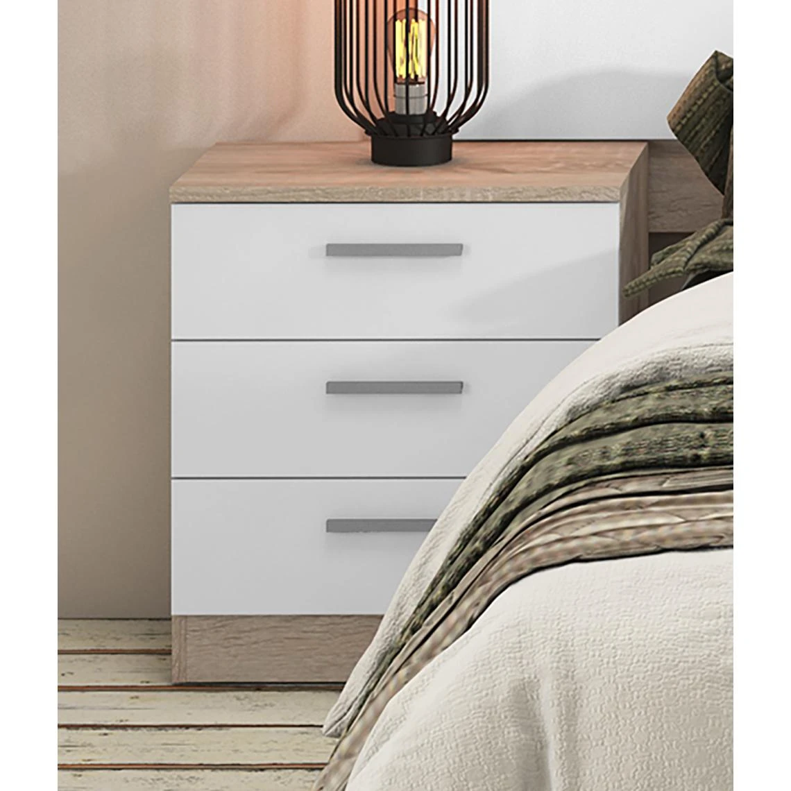 Pegane Table De Nuit / Table De Chevet Coloris Chêne Cambrian/blanc - Longue... 1 Pegane Table De Nuit / Table De Chevet Coloris Chêne Cambrian/blanc - Longue...