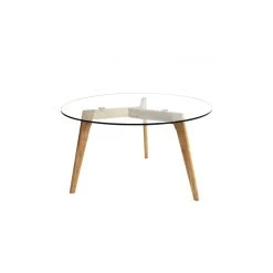 The Home Deco Factory Table Basse Ronde Plateau En Verre 80 Cm.