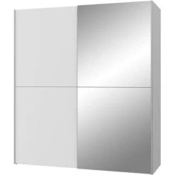 CSTORE ULOS Armoire 2 Portes Coulissantes + Miroir - Blanc Mat - L 170,3 X P ...