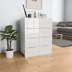 VidaXL Buffet Blanc Brillant 60x35x80 Cm Bois D'ingénierie