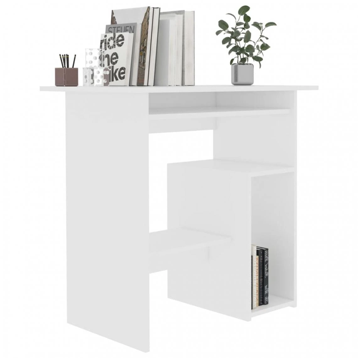 VidaXL Bureau Blanc 80 X 45 X 74 Cm Aggloméré 3 VidaXL Bureau Blanc 80 X 45 X 74 Cm Aggloméré – Image 3