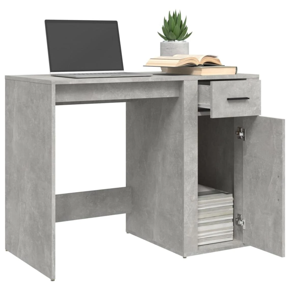 VidaXL Bureau Gris Béton 100x49x75 Cm Bois D'ingénierie 4 VidaXL Bureau Gris Béton 100x49x75 Cm Bois D'ingénierie – Image 4