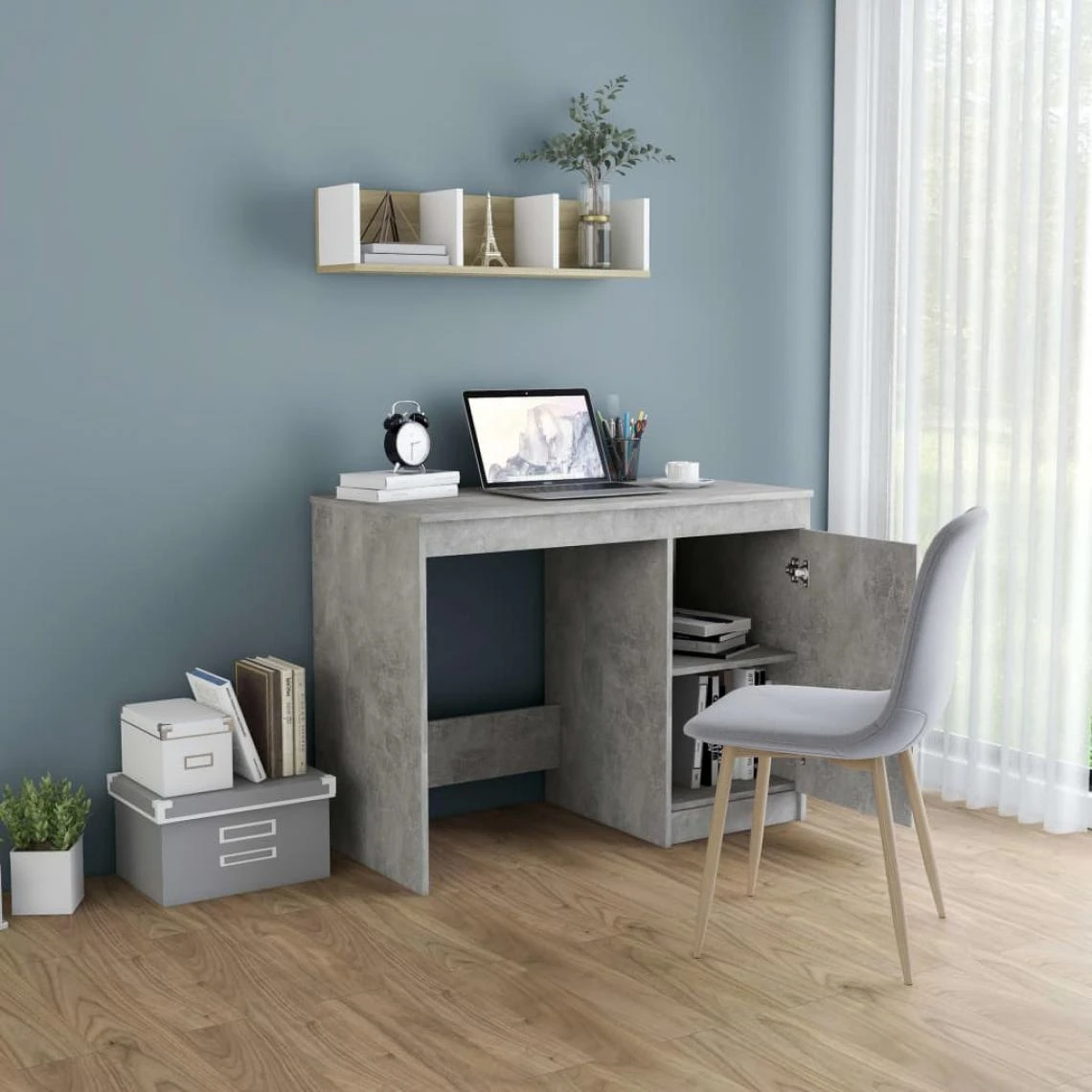 VidaXL Bureau Gris Béton 100x50x76 Cm Aggloméré 3 VidaXL Bureau Gris Béton 100x50x76 Cm Aggloméré – Image 3