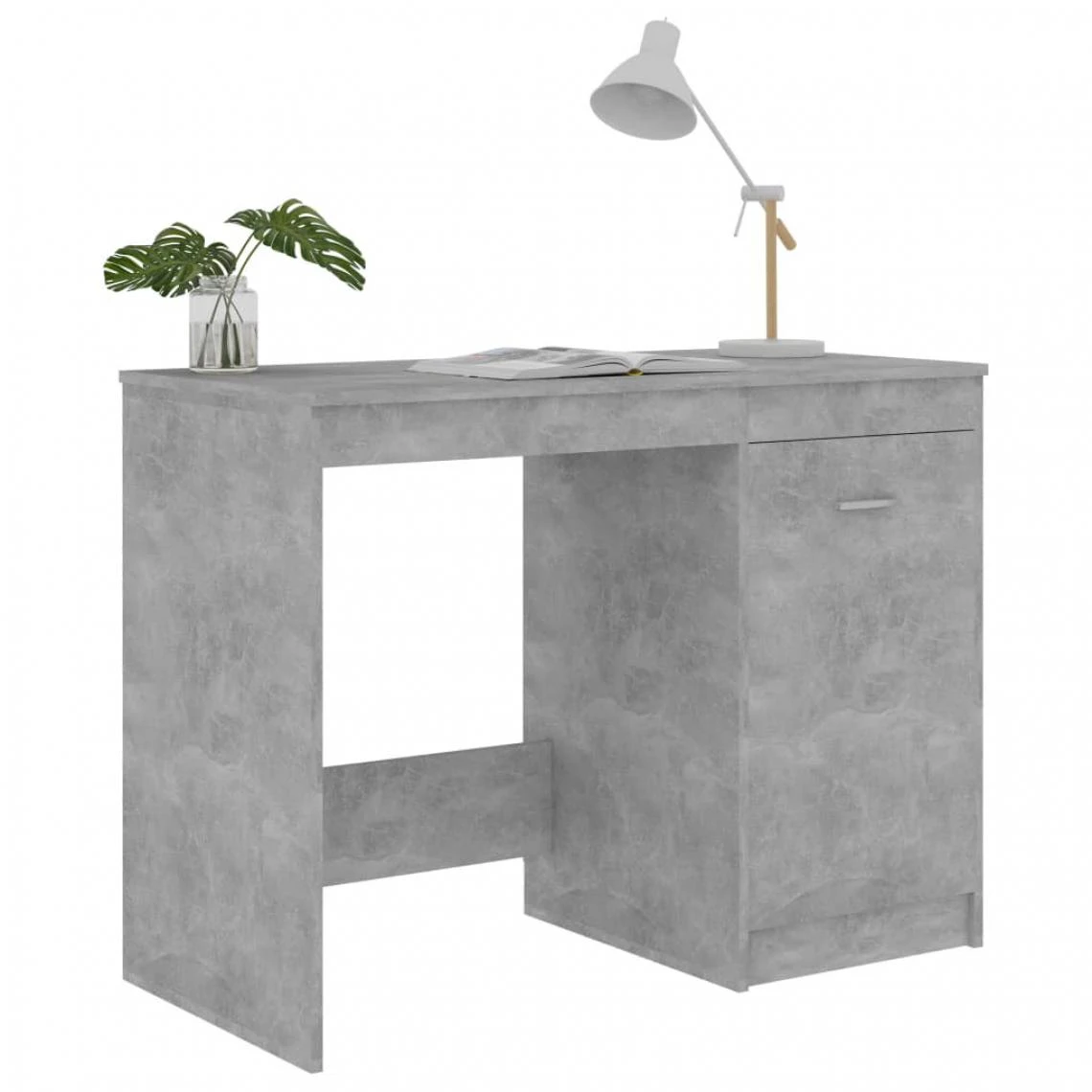 VidaXL Bureau Gris Béton 100x50x76 Cm Aggloméré 4 VidaXL Bureau Gris Béton 100x50x76 Cm Aggloméré – Image 4