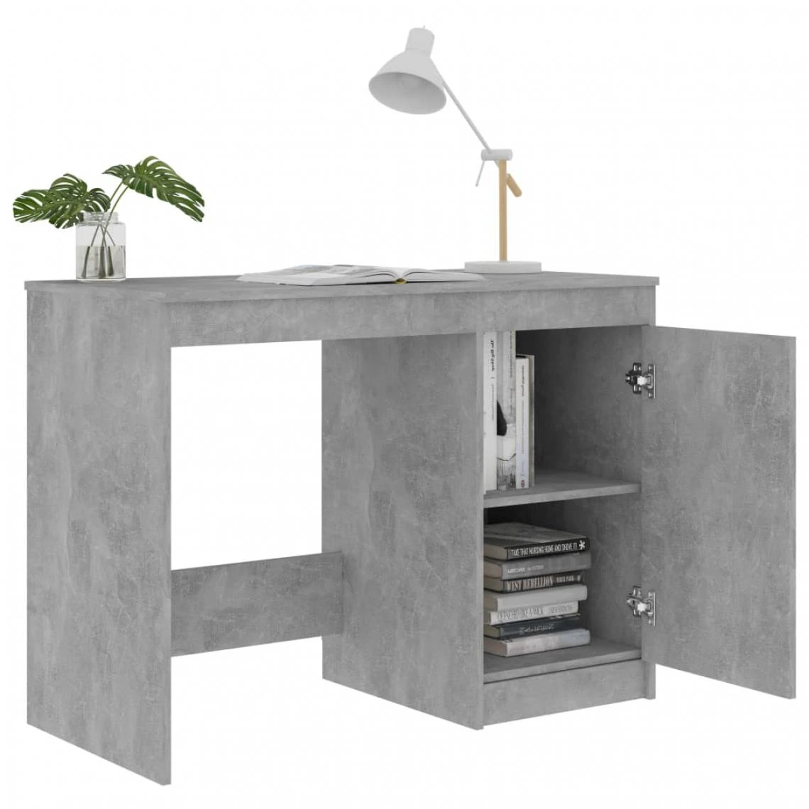 VidaXL Bureau Gris Béton 100x50x76 Cm Aggloméré 5 VidaXL Bureau Gris Béton 100x50x76 Cm Aggloméré – Image 5
