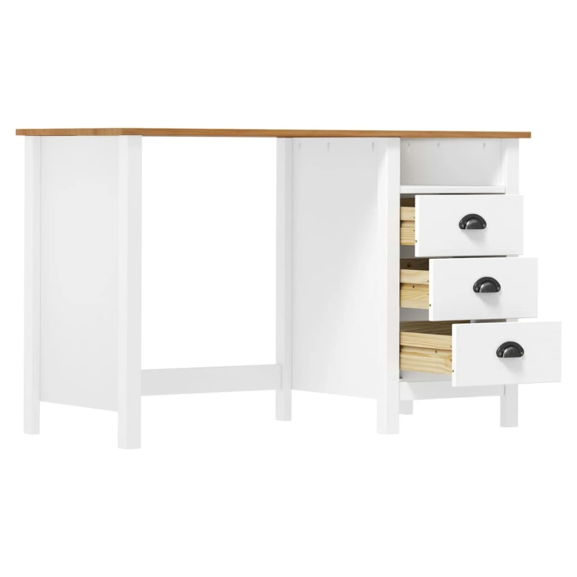VidaXL Bureau Hill Avec 3 Tiroirs 120x50x74 Cm Bois Pin Massif 2 VidaXL Bureau Hill Avec 3 Tiroirs 120x50x74 Cm Bois Pin Massif – Image 2