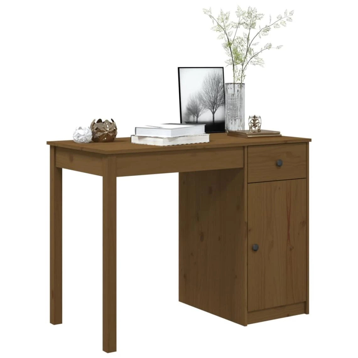 VidaXL Bureau Marron Miel 100x50x75 Cm Bois Massif De Pin 3 VidaXL Bureau Marron Miel 100x50x75 Cm Bois Massif De Pin – Image 3