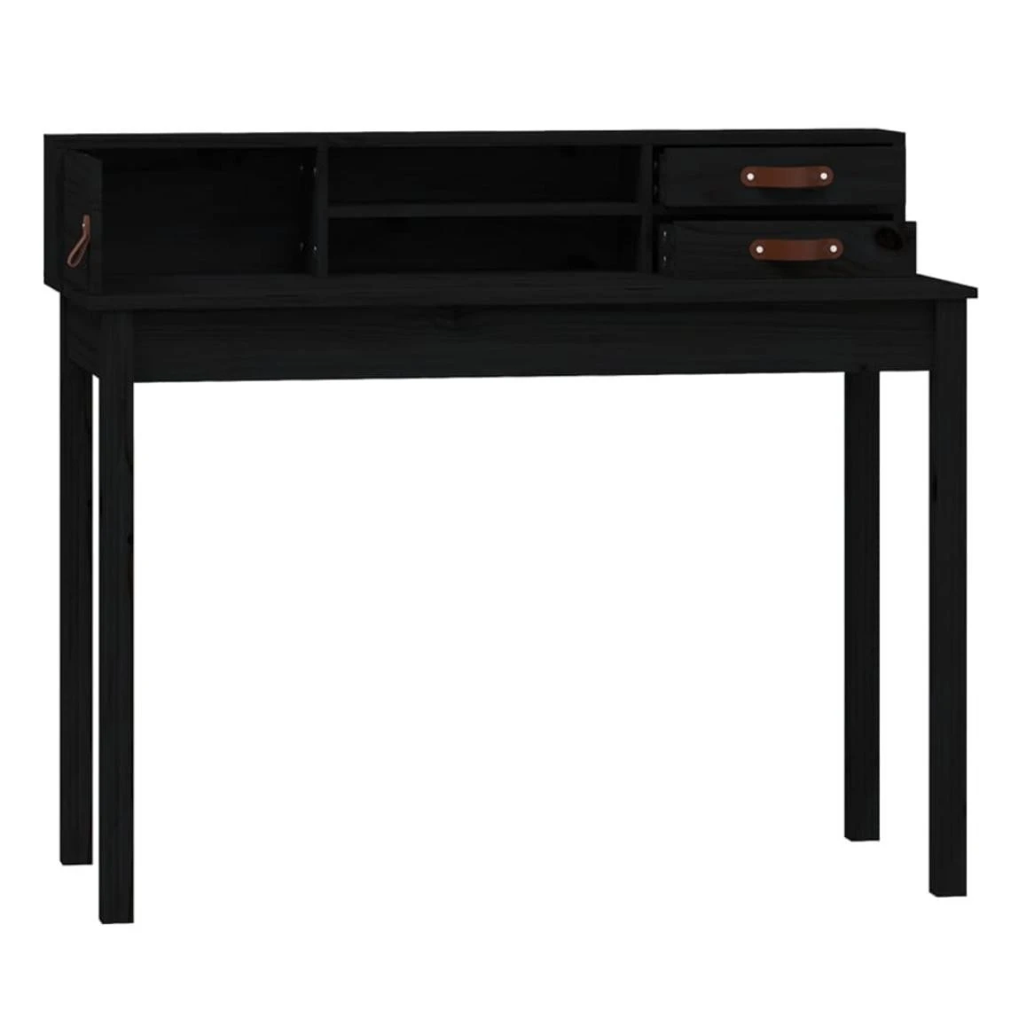 VidaXL Bureau Noir 110x50x93 Cm Bois Massif De Pin 5 VidaXL Bureau Noir 110x50x93 Cm Bois Massif De Pin – Image 5