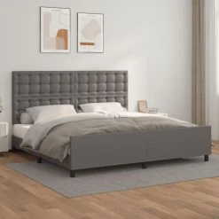 VidaXL Cadre De Lit Avec Tête De Lit Gris 200x200 Cm Similicuir