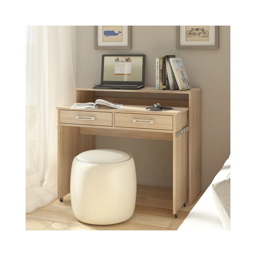 Selsey Bureau Coiffeuse / Bureau Extensible - COCO - 100 Cm - Effet Chêne - ... 1 Selsey Bureau Coiffeuse / Bureau Extensible - COCO - 100 Cm - Effet Chêne - ...